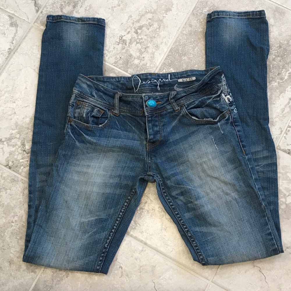Desigual Happy Evertime Slim Fit Straight Leg Women’s Designer Jeans